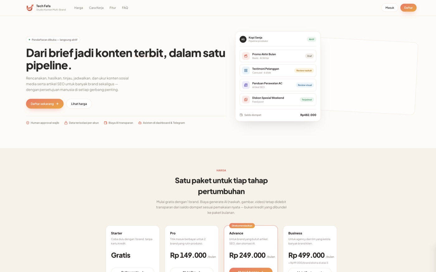 Tampilan beranda techfafa.com